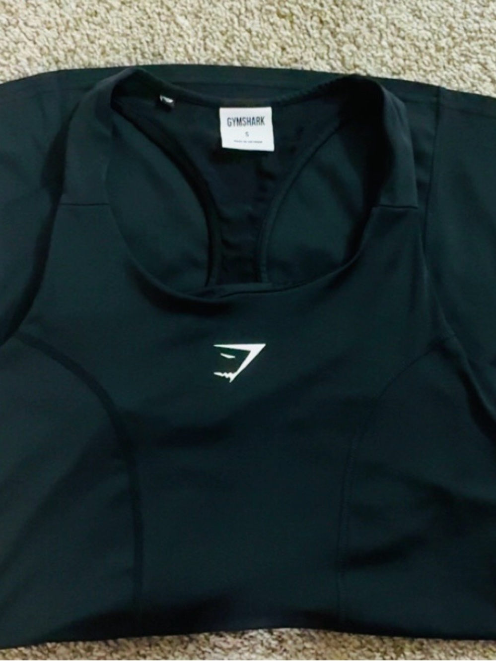 Gymshark Black Performance Racerback Top with White Logo
